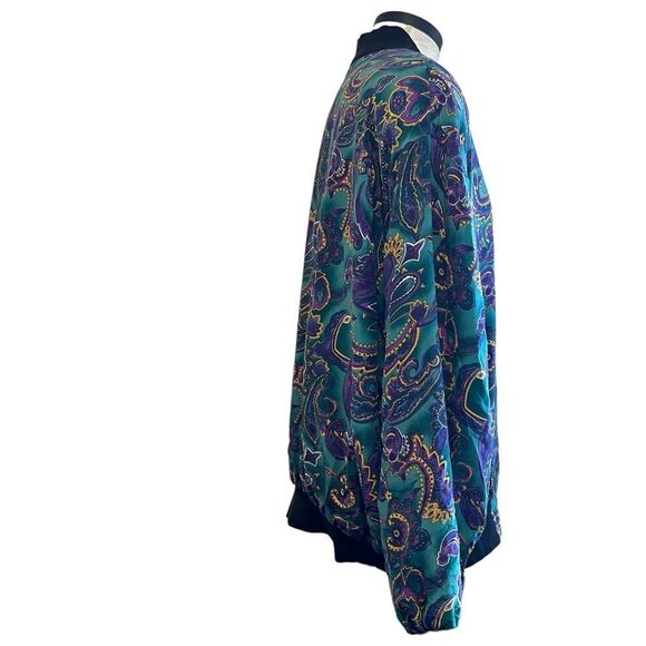 Vintage Spenser Jeremy blue and green silk paisley zip bomber jacket size large - Picture 5 of 13